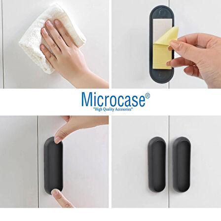 Microcase Plastik Sürgülü Kapı Çekmece Pencere  Sineklik  vb. için  Yapışkanlı  Kol Tutacağı - AL4757 SİYAH 4 Adet
