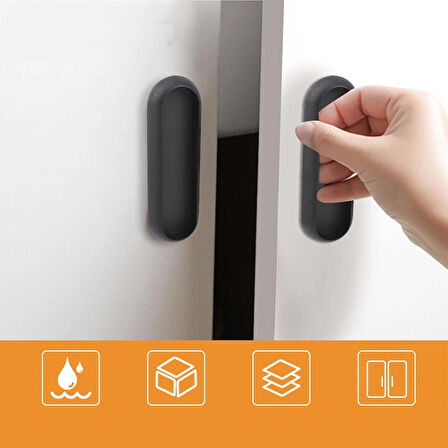 Microcase Plastik Sürgülü Kapı Çekmece Pencere  Sineklik  vb. için  Yapışkanlı  Kol Tutacağı - AL4757 SİYAH 4 Adet