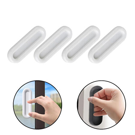 Microcase Plastik Sürgülü Kapı Çekmece Pencere Sineklik vb. için Yapışkanlı Kol Tutacağı - BEYAZ AL4757 4 Adet