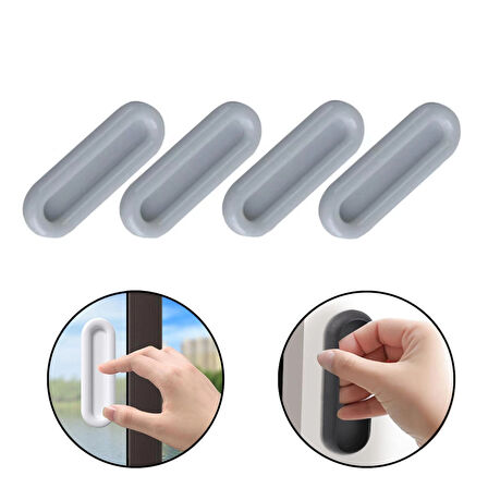 Microcase Plastik Sürgülü Kapı Çekmece Pencere Sineklik vb. için Yapışkanlı Kol Tutacağı - GRİ AL4757  4 Adet