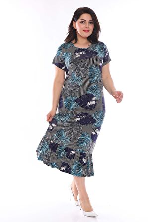 Petek Desenli Büyük Beden Elbise 29B-0958