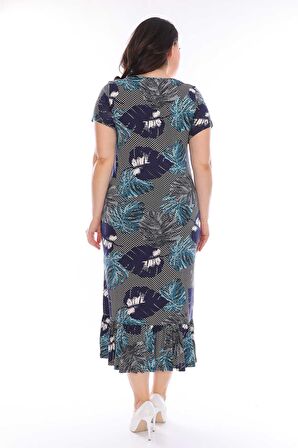 Petek Desenli Büyük Beden Elbise 29B-0958