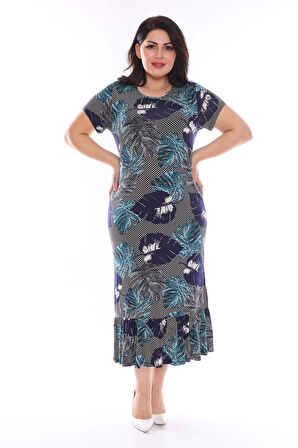 Petek Desenli Büyük Beden Elbise 29B-0958