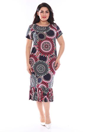 Esnek Fırfırlı Büyük Beden Elbise 29C-0959