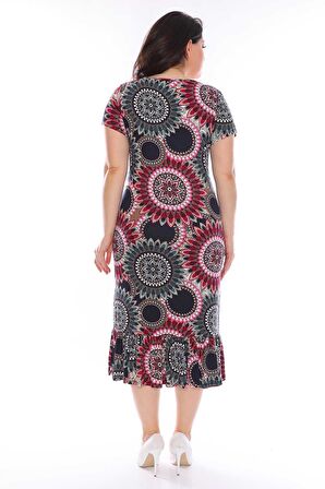 Esnek Fırfırlı Büyük Beden Elbise 29C-0959