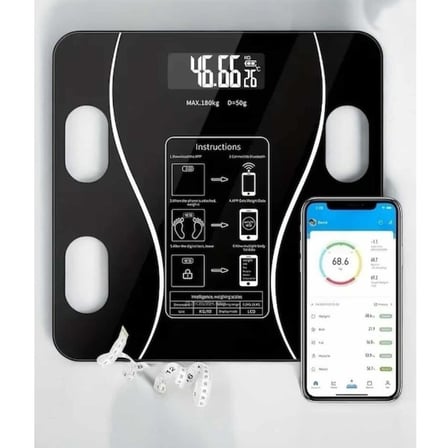 Yağ Ölçer Günlük Kullanım Sağlık Takip Dijital LCD Ekran Bluetooth Özellikli Akıllı Tartı