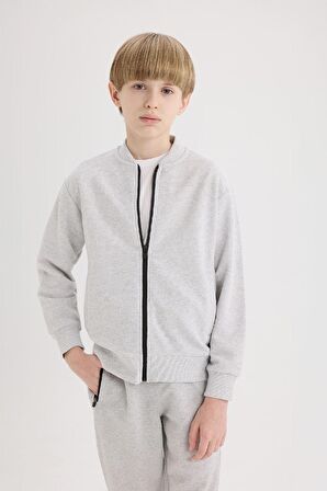 DeFacto Erkek Çocuk Kolej Yaka Bomber Pike Hırka D8553A825SPGR400