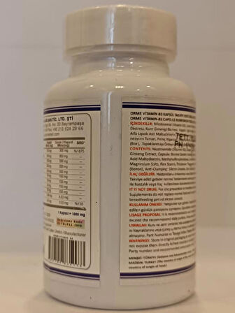Orme Vitamin B3 Kapsül (VİTAMİN B3 CAPSULE) 60 Adet
