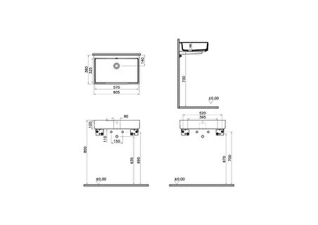 VitrA ArchiPlan 7404B003-0016 Dar Lavabo, 60x38 cm, Beyaz