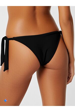 Siyah Brezilya Kalın İp Bağlamalı Bikini Altı