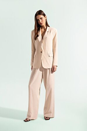 DeFacto Keten Karışımlı Pantolon Wide Leg Çift Cepli Yüksek Bel Geniş Bol Paça Z5533AZ24SMBG155