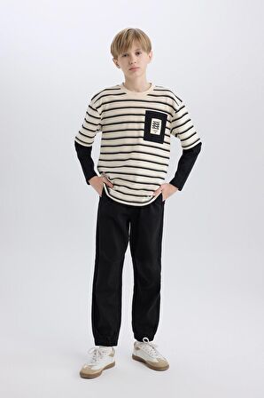 DeFacto Erkek Çocuk Jogger Fit Jogger Paça Gabardin Pantolon B6713A825SMBK81
