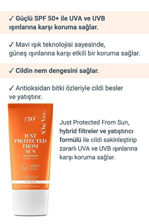 JUST PROTECTED FROM SUN - SPF50+ Leke Karşıtı Yüksek Korumalı Güneş Kremi | Tüm Cilt Tipleri 50ml