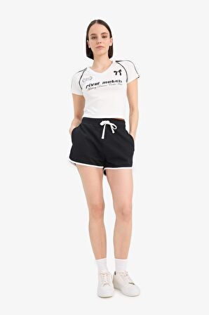 DeFacto Coool Regular Fit Esnek Belli Bağcıklı Kalın Mini Şort A6224AX25SMBK81