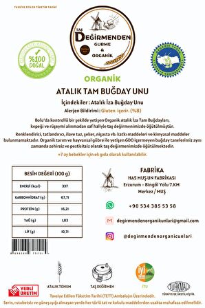 Organik Atalık Tam Buğday Unu - Siyez Ekşi Hamur Mayası