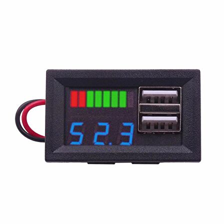 USB 2.4A 12V-24V 3S-7S Lityum Batarya Kapasite Göstergesi Modülü