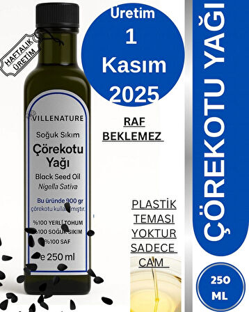 Soğuk Sıkım Çörekotu Yağı 250 ml ,haftalık Taze Üretim ,raf Beklemez