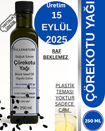 Soğuk Sıkım Çörekotu Yağı 250 ml ,haftalık Taze Üretim ,raf Beklemez