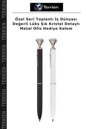 Özel Seri Toplantı İş Dünyası Değerli Lüks Şık Kristal Detaylı Metal Ofis Hediye Kalem