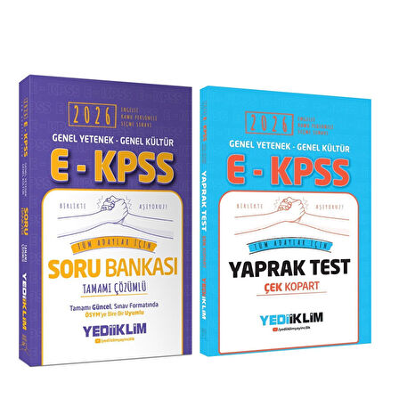Yediiklim 2026 EKPSS Genel Yetenek Genel Kültür Tüm Adaylar İçin Soru ve Yaprak Test Seti 2 Kitap