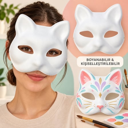 Kendin Tasarla Kişiselleştirilebilir Boyanabilir Kedi Maskesi (5671) gotlthmngoxx