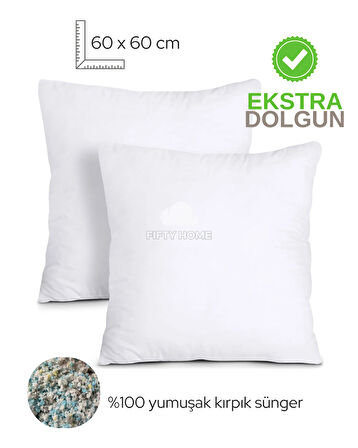 2 ADET Kırlent iç dolgu 60 x 60 cm - kırlent içi - iç yastık Dolgusu 100% Kırpık Sünger