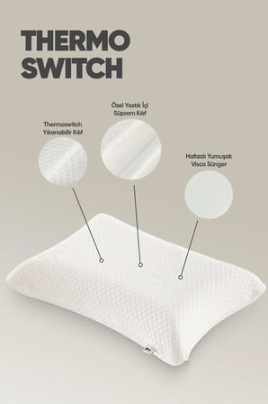 Akıllı Isı Hafızalı Tombul Visko Yastık - Termal Isı Dengeleyici TERMOSWITCH [2 Adet] (Orta Yumuşak)