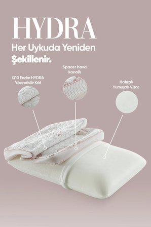 Dinlendirici Tombul Visko Yastık - Ortopedik Hydra Güzellik Yastığı - Hyaluronic Kolajen Yastık