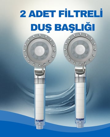  2 Adet Filtreli Duş Başlığı | Su Arıtmalı, Klor ve Kireç Önleyici, Yüksek Basınçlı