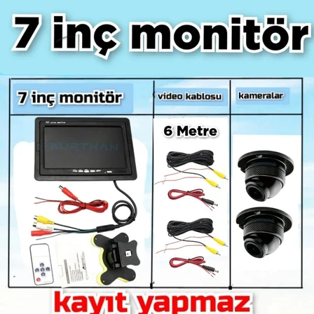 2 ADET  4*3 CM AHD 1080P KAMERA VE 7'' QLED IPS EKRAN SETİ 12V