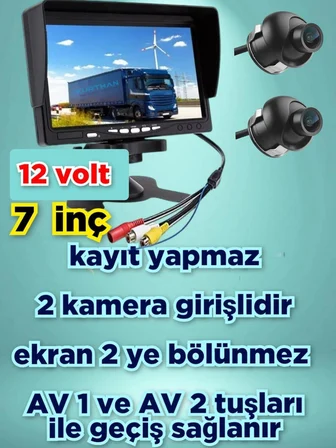 2 ADET 19 MM MİNİ ULTRA ARAÇ  KAMERASI VE 7'' QLED IPS EKRAN 12V