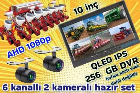 2 ADET AHD 1080P KELEBEK KAMERA 6 KANALLI QLED 10''  DVR MONİTÖR 12 V  256 GB
