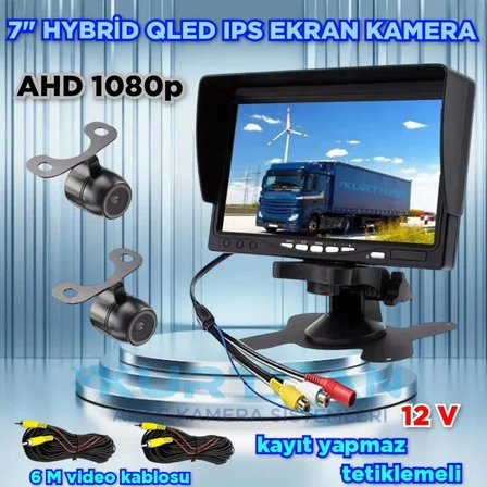 2 ADET 150'' GENİŞ AÇILI AHD 1080P KELEBEK KAMERA VE 7 İNÇ QLED IPS EKRAN 12 V