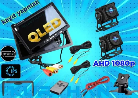 2 ADET AHD 1080P 180 DERECE GENİŞ AÇILI KAMERA VE 7'' QLED IPS EKRAN  12 V