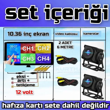 2 ADET AHD 180 DERECE BALIK GÖZÜ  KAMERA DVR DOKUNMATİK EKRAN  VİDEO MÜZİK 12 VOLT