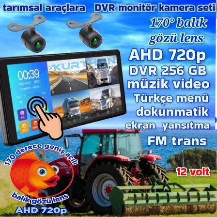 2 ADET BALIK GÖZÜ LENS AHD 720P  170'' KELEBEK KAMERA DVR DOKUNMATİK EKRAN VİDEO MÜZİK 12 VOLT