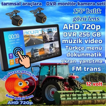 2 ADET BALIK GÖZÜ 720P AHD 170'' KAMERA DOKUNMATİK 10.36'' VİDEO MÜZİK DVR EKRAN SETİ 12 V