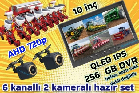 2 ADET 4X3 CM. AHD 720p 170 DERECE BALIK GÖZÜ KAMERA 10 İNÇ  6 KANALLI  QLED EKRAN 12 V 256 GB