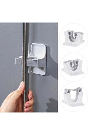 2 Adet Yapışkanlı Pratik Mop Temizlik Fırçası Temizlik Sopası Tutucu Süpürge Sopa Askısı