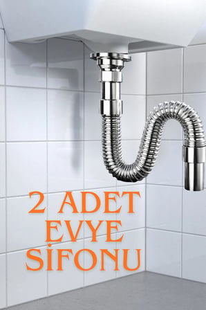 2Adet Premium Körüklü Evye Sifonu – Koku Yapmaz, Uzayabilen Esnek Gider Borusu (33-80 cm)