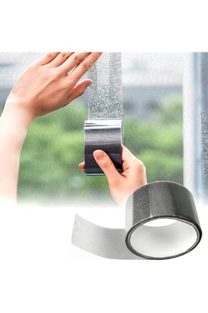 2 ADET 48mm x 2 Metre Fiber Tül Yaması Yapışkanlı Sineklik Tamir Bandı Delik Kapatıcı Sinek Kovucu