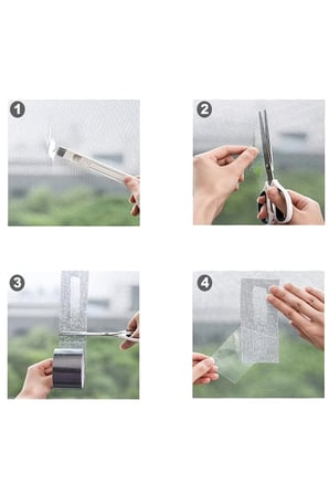 2 ADET 48mm x 2 Metre Fiber Tül Yaması Yapışkanlı Sineklik Tamir Bandı Delik Kapatıcı Sinek Kovucu