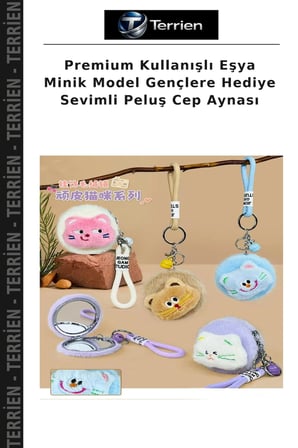 Premium Kullanışlı Eşya Minik Model Gençlere Hediye Sevimli Peluş Cep Aynası