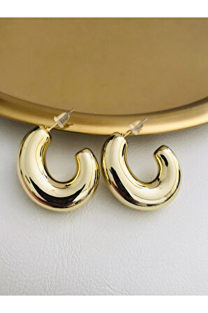 Kadın İthal 3 cm Yarım Halka Çelik Küpe