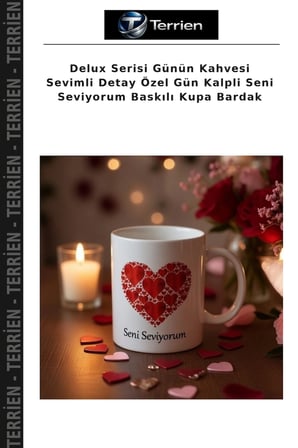 Delux Serisi Günün Kahvesi Sevimli Detay Özel Gün Kalpli Seni Seviyorum Baskılı Kupa Bardak