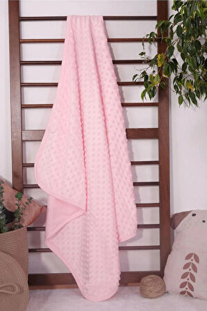 Nohut Desen Bebek Battaniye Mevsimlik Tek Kat 80X90 (KREM-MAVİ-PEMBE)