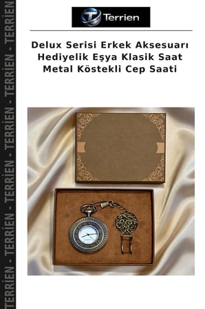 Delux Serisi Erkek Aksesuarı Hediyelik Eşya Klasik Saat Metal Köstekli Cep Saati