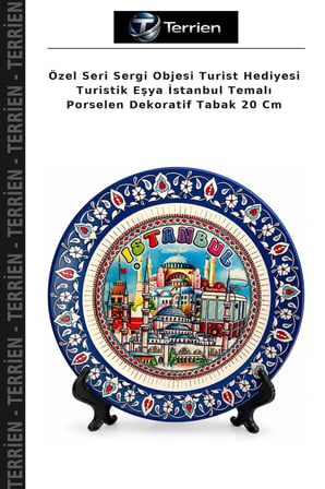 Özel Seri Sergi Objesi Turist Hediyesi Turistik Eşya İstanbul Temalı Porselen Dekoratif Tabak 20 Cm