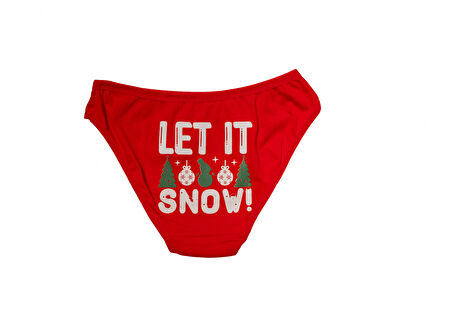 Dodes Kırmızı Yılbaşı Desenli Let İt Snow Pamuklu Külot
