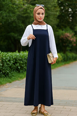 Dodes Kadın Lacivert Basic Ayarlanabilir Askılı Jile Elbise